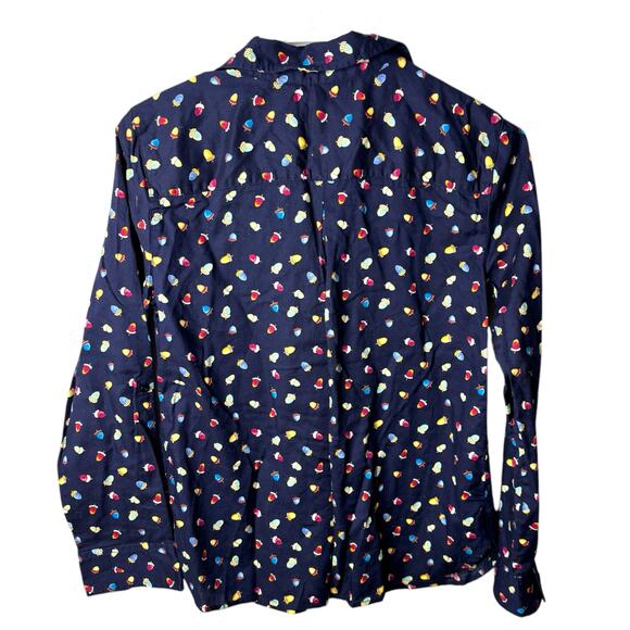 Talbots Button Up Navy All Over Acorn Print Shirt Blouse Teachercore Size P - Picture 5 of 9